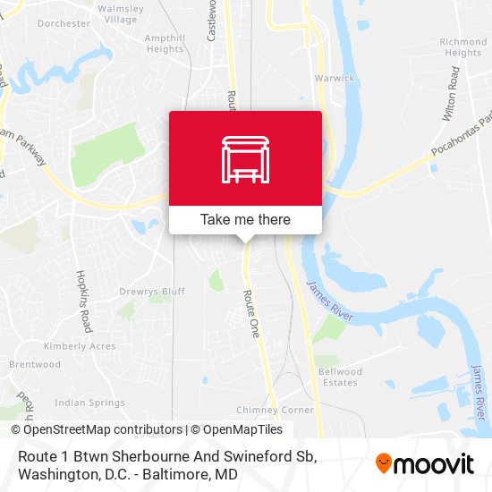 Route 1 Btwn Sherbourne And Swineford  Sb map