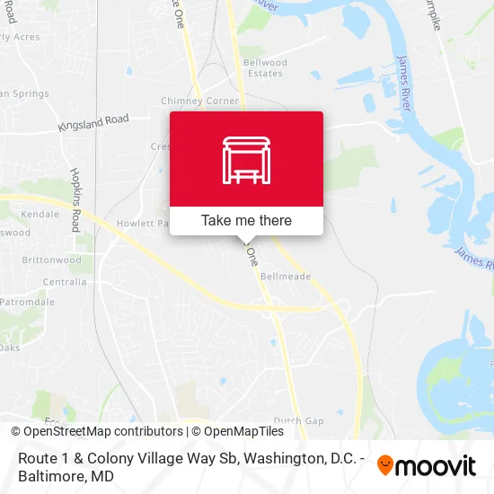 Route 1 & Colony Village Way  Sb map