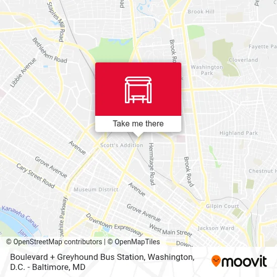 Boulevard + Greyhound Bus Station map