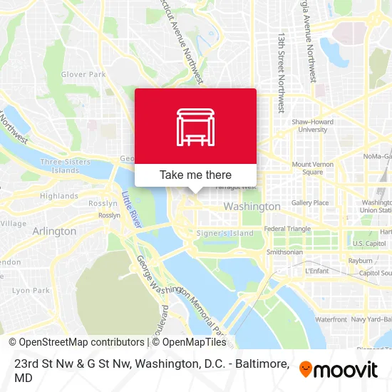 23rd St Nw & G St Nw map