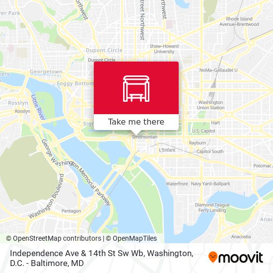 Independence Ave & 14th St Sw Wb map