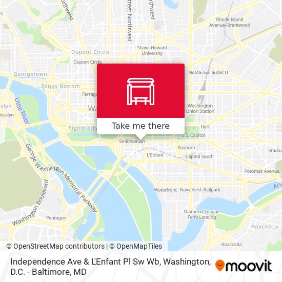 Independence Ave & L'Enfant Pl Sw Wb map