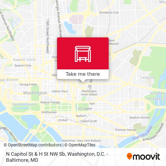 N Capitol St & H St NW Sb map