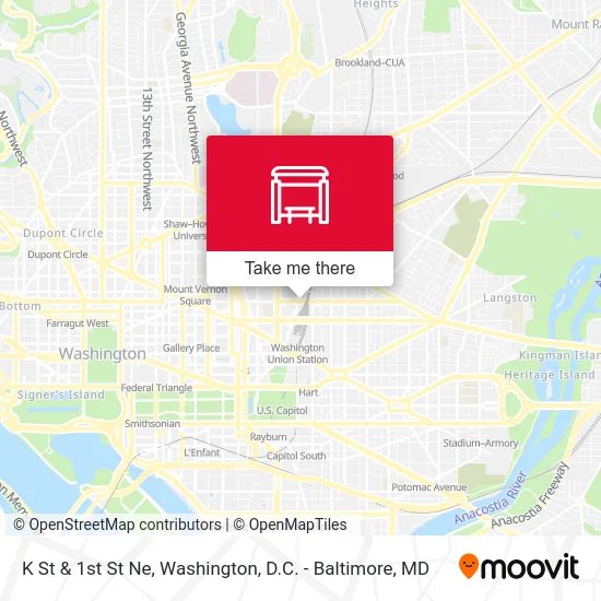 K St & 1st St Ne map