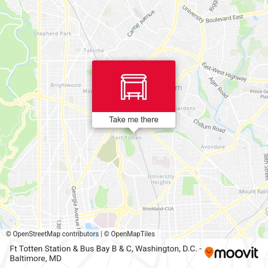 Mapa de Ft Totten Station & Bus Bay B & C