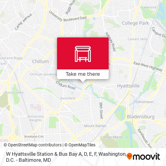 Mapa de W Hyattsville Station & Bus Bay A, D, E, F