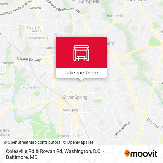 Colesville Rd & Rowan Rd map