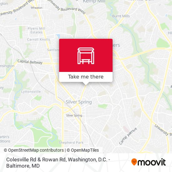 Colesville Rd & Rowan Rd map