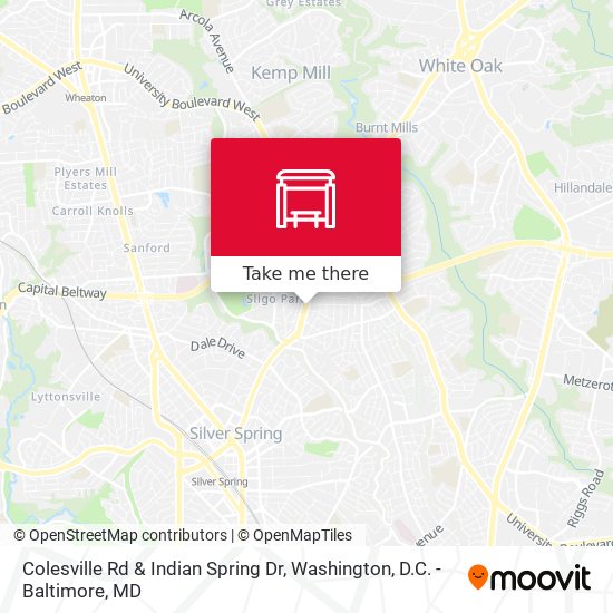 Colesville Rd & Indian Spring Dr map