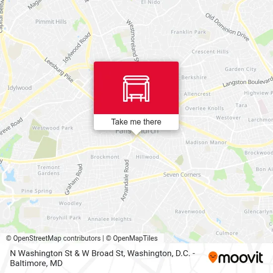 N Washington St & W Broad St map