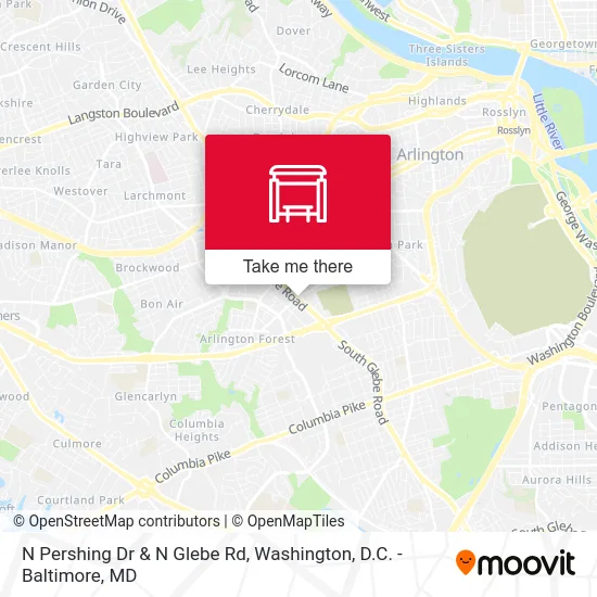 N Pershing Dr & N Glebe Rd map