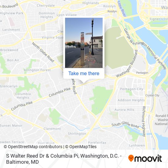 S Walter Reed Dr & Columbia Pi map
