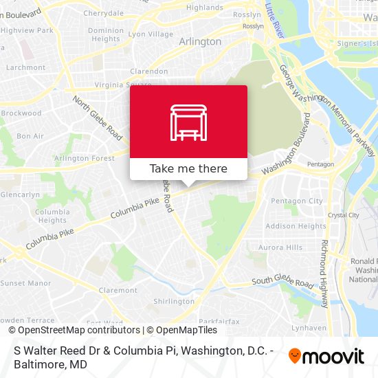 S Walter Reed Dr & Columbia Pi map