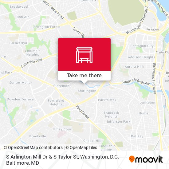 S Arlington Mill Dr & S Taylor St map