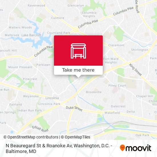 N Beauregard St & Roanoke Av map