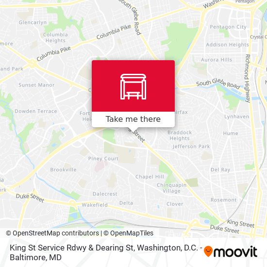 King St Service Rdwy & Dearing St map