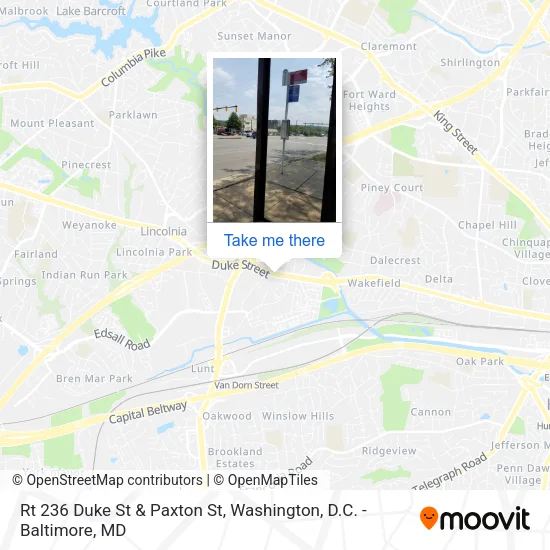 Rt 236 Duke St & Paxton St map