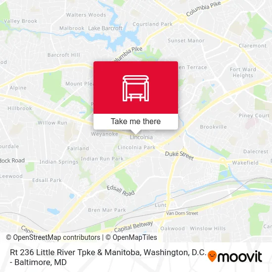 Rt 236 Little River Tpke & Manitoba map