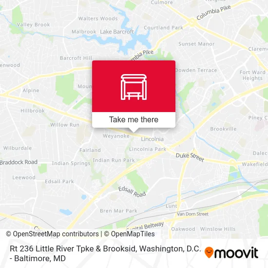 Rt 236 Little River Tpke & Brooksid map