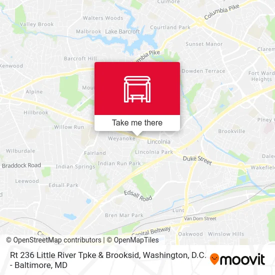 Rt 236 Little River Tpke & Brooksid map