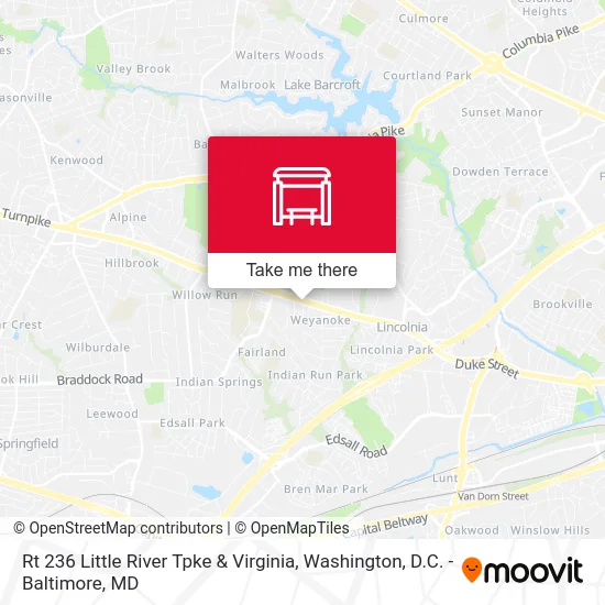 Rt 236 Little River Tpke & Virginia map
