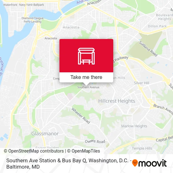 Southern Ave Station & Bus Bay Q map