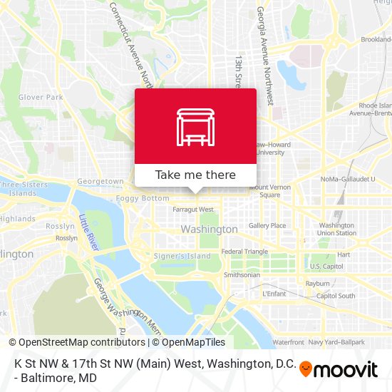 K St NW & 17th St NW (Main) West map