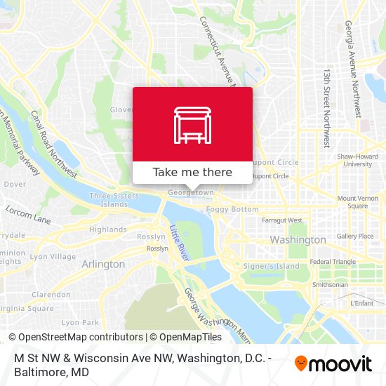 M St NW & Wisconsin Ave NW map