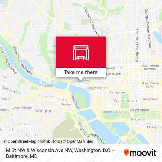 M St NW & Wisconsin Ave NW map