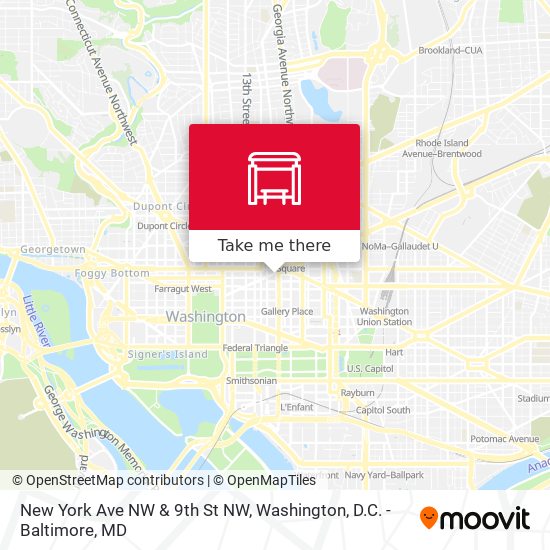 New York Ave NW & 9th St NW map