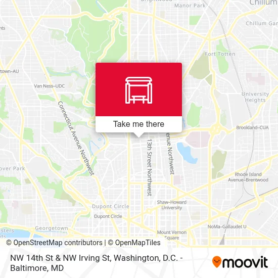 NW 14th St & NW Irving St map