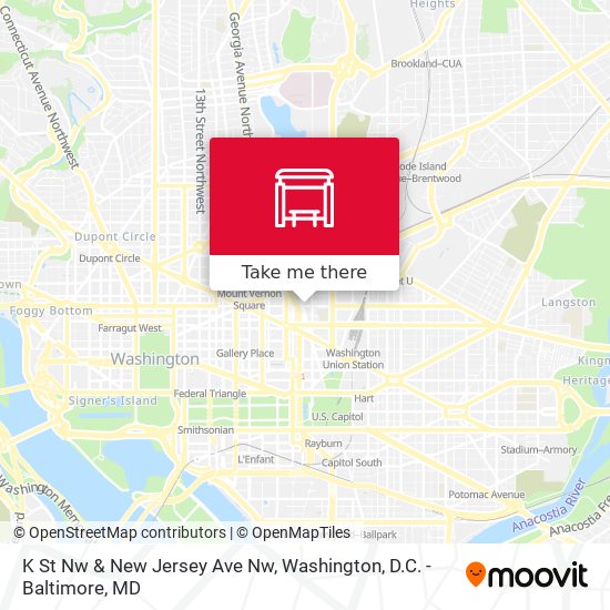 K St Nw & New Jersey Ave Nw map