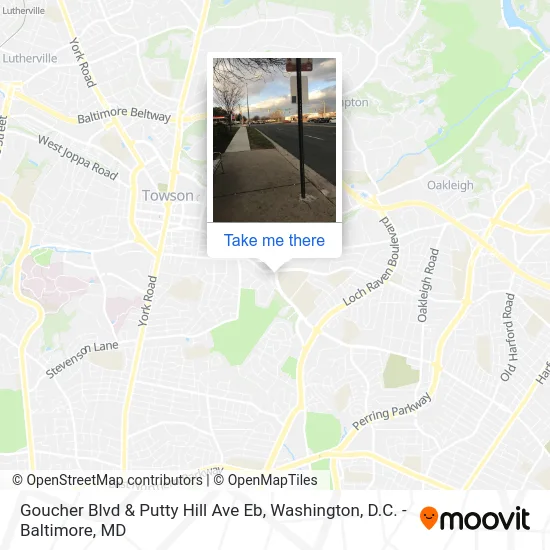 Goucher Blvd & Putty Hill Ave Eb map