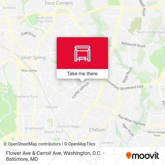 Flower Ave & Carroll Ave map