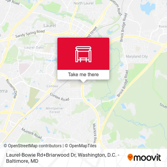 Laurel-Bowie Rd+Briarwood Dr map
