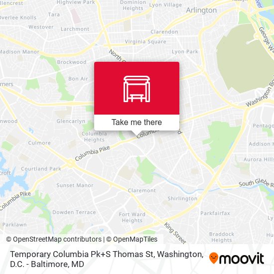 Temporary Columbia Pk+S Thomas St map