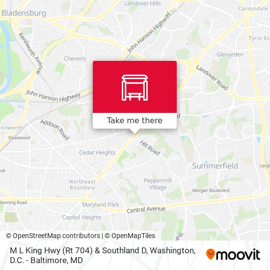 M L King Hwy (Rt 704) & Southland D map