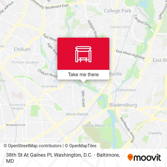 38th St At Gaines Pl map