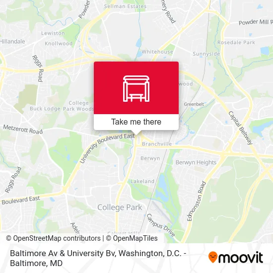 Baltimore Av & University Bv map