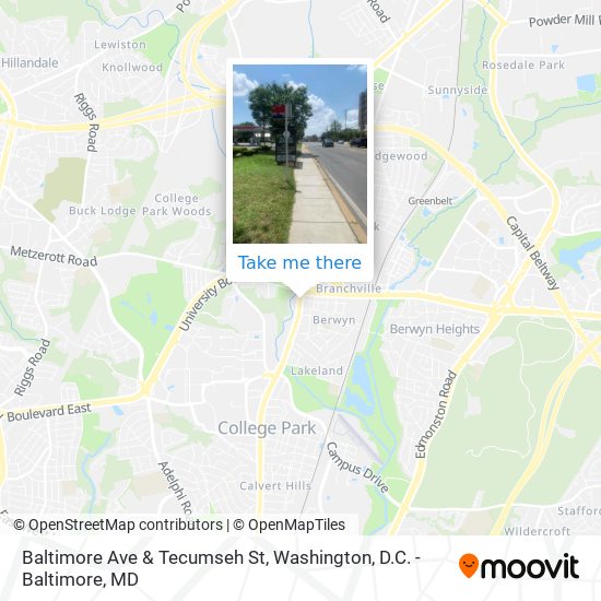 Baltimore Ave & Tecumseh St map