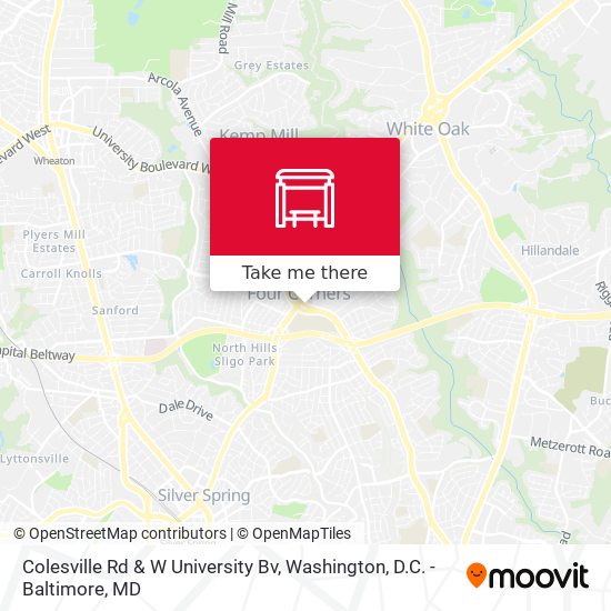 Colesville Rd & W University Bv map
