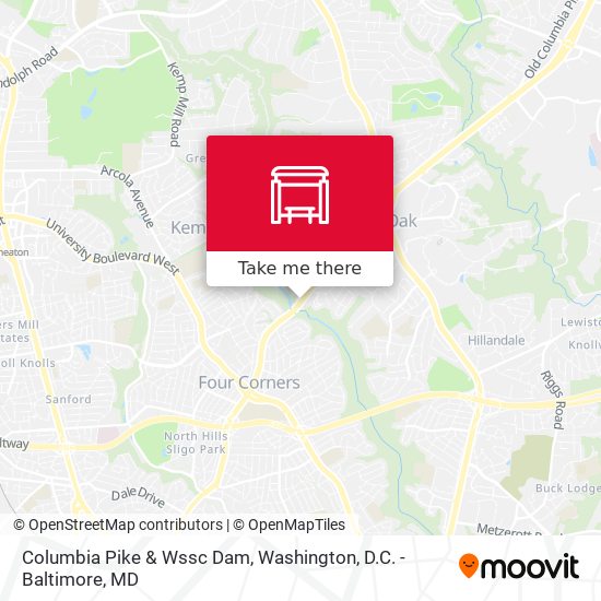 Columbia Pike & Wssc Dam map