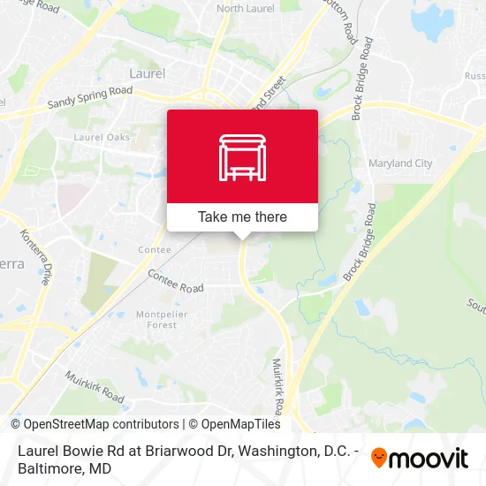 Laurel Bowie Rd at Briarwood Dr map