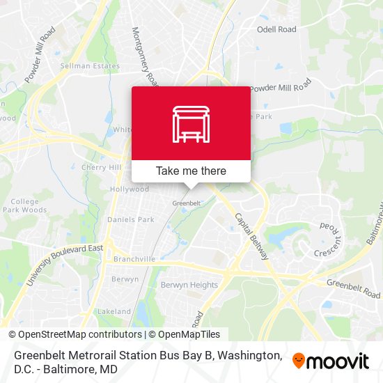 Mapa de Greenbelt Metrorail Station Bus Bay B