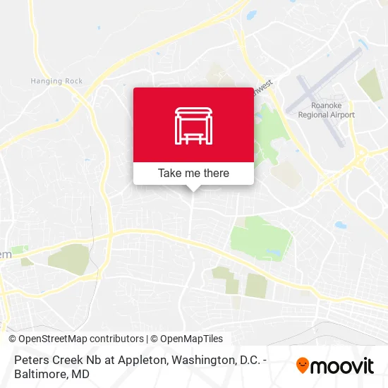 Peters Creek Nb at Appleton map