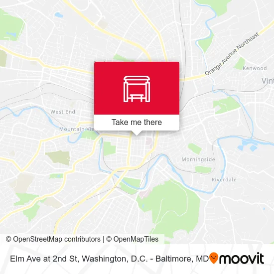 Elm Ave at 2nd St map