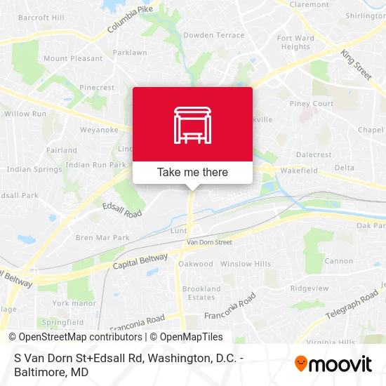 S Van Dorn St+Edsall Rd map