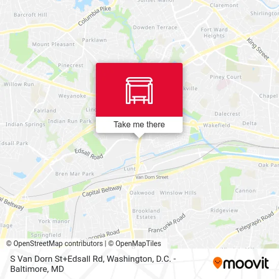S Van Dorn St+Edsall Rd map