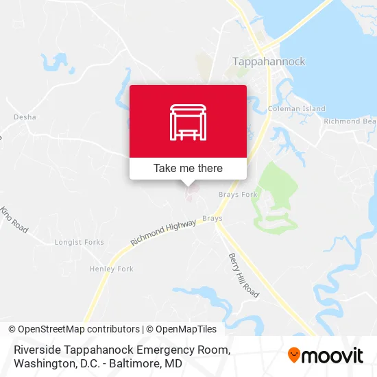 Riverside Tappahanock Emergency Room map