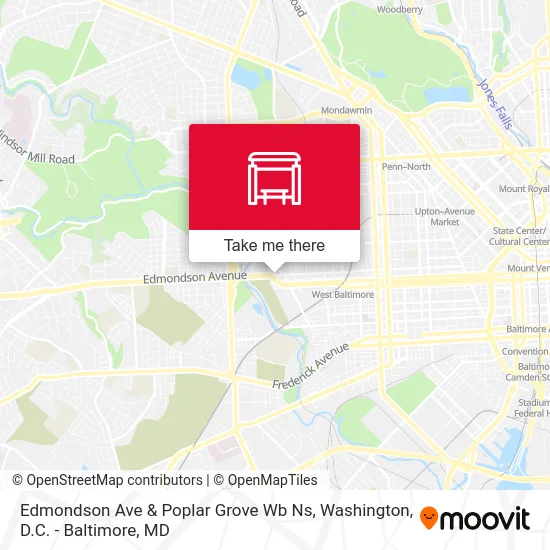 Edmondson Ave & Poplar Grove Wb Ns map